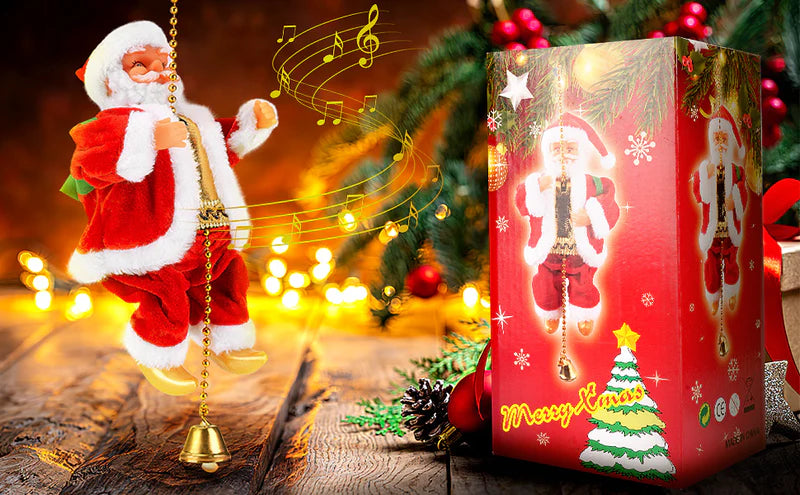 Papá Noel Escalador Cuerda Sube y Baja Musical Adorno Navideño